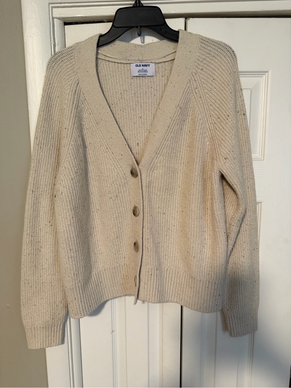 Old Navy Cream Button-Front V-Neck Cardigan Sweater